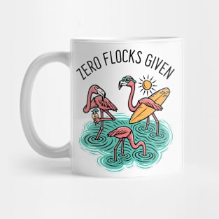 zero flocks given beach surfing flamingos Mug